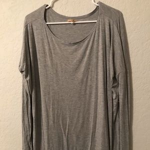 Long sleeve Piko top, light grey